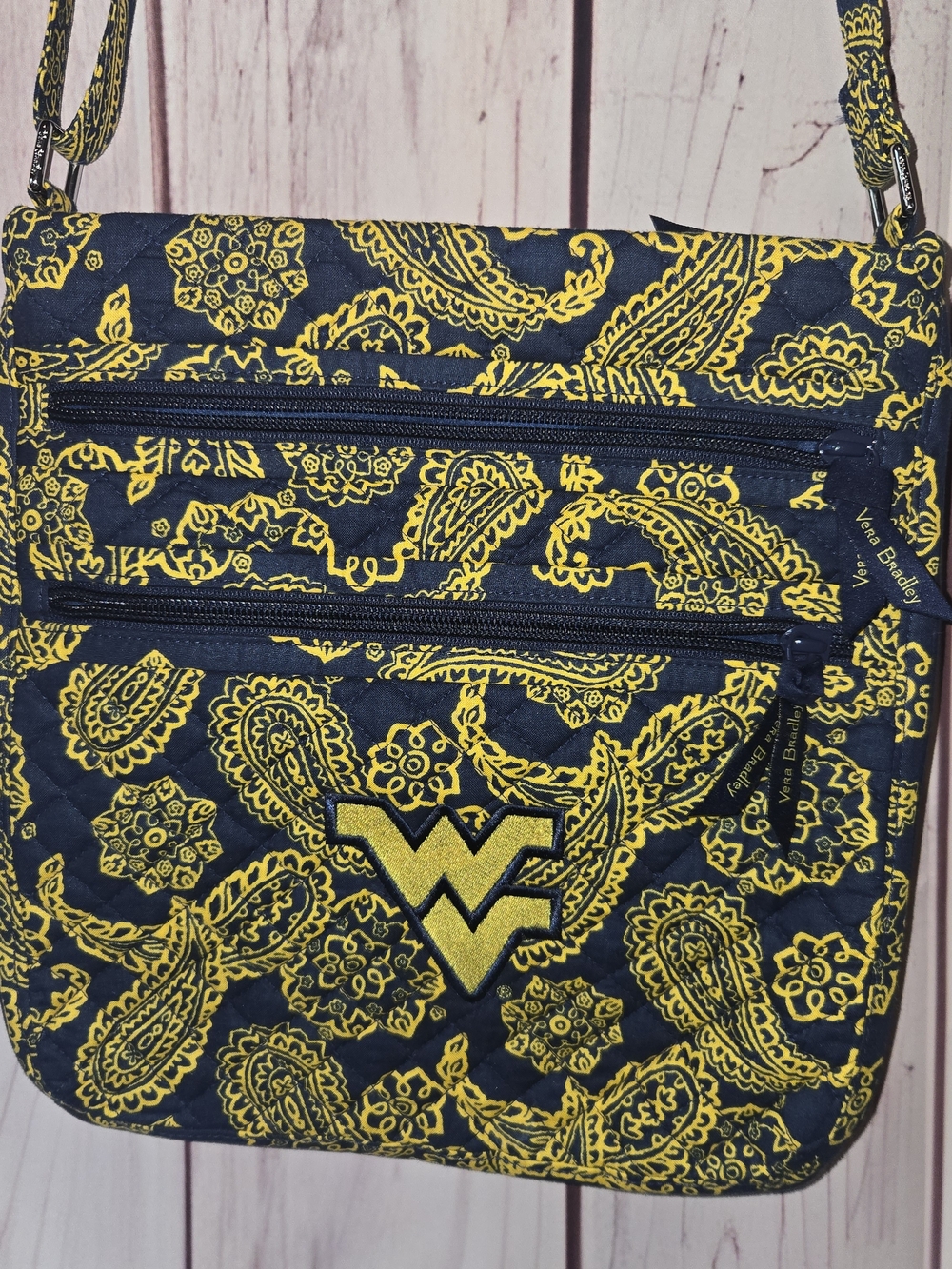 Vera Bradley Triple Zip West Virginia Mountaineers Cross Body Bag
